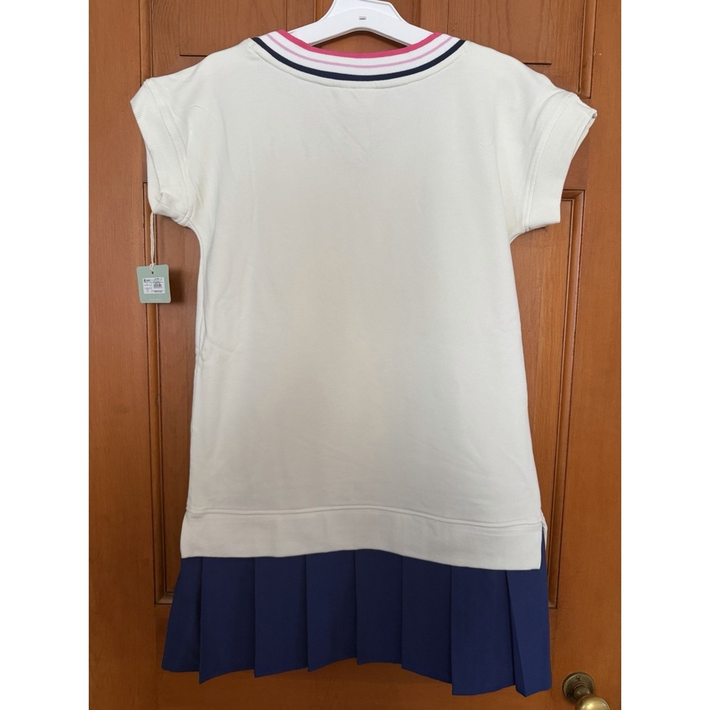 Girls' Owillo French Terry V-Neck Tennis Dress Preppy Size Large NWT Pink Bow - Picture 7 of 7
